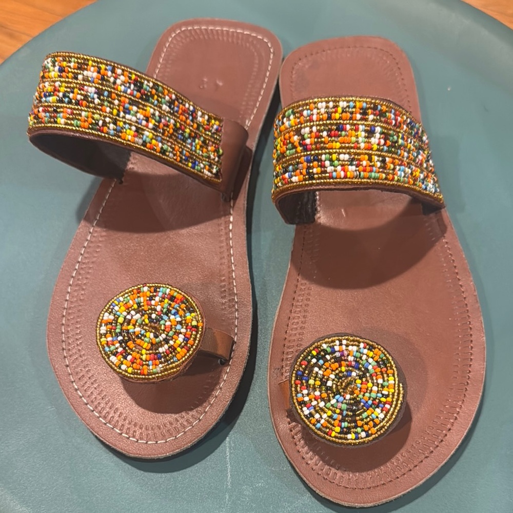 Beaded Brown Sandals